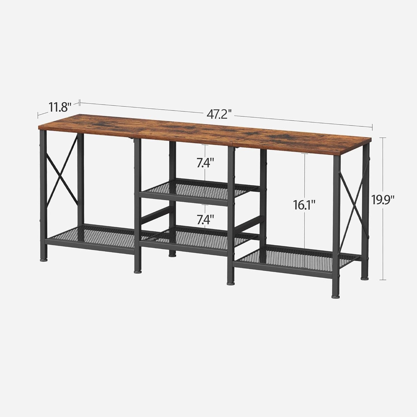 TV Stand for 55 Inch TV, Entertainment Center with 3-Tier Open Shelves, TV Console Table for Living Room, Bedroom, Rustic Brown