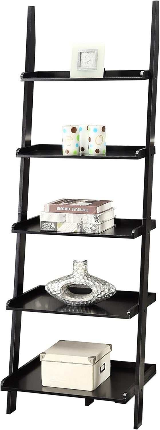 Convenience Concepts American Heritage 5 shelves Bookshelf Ladder, Black