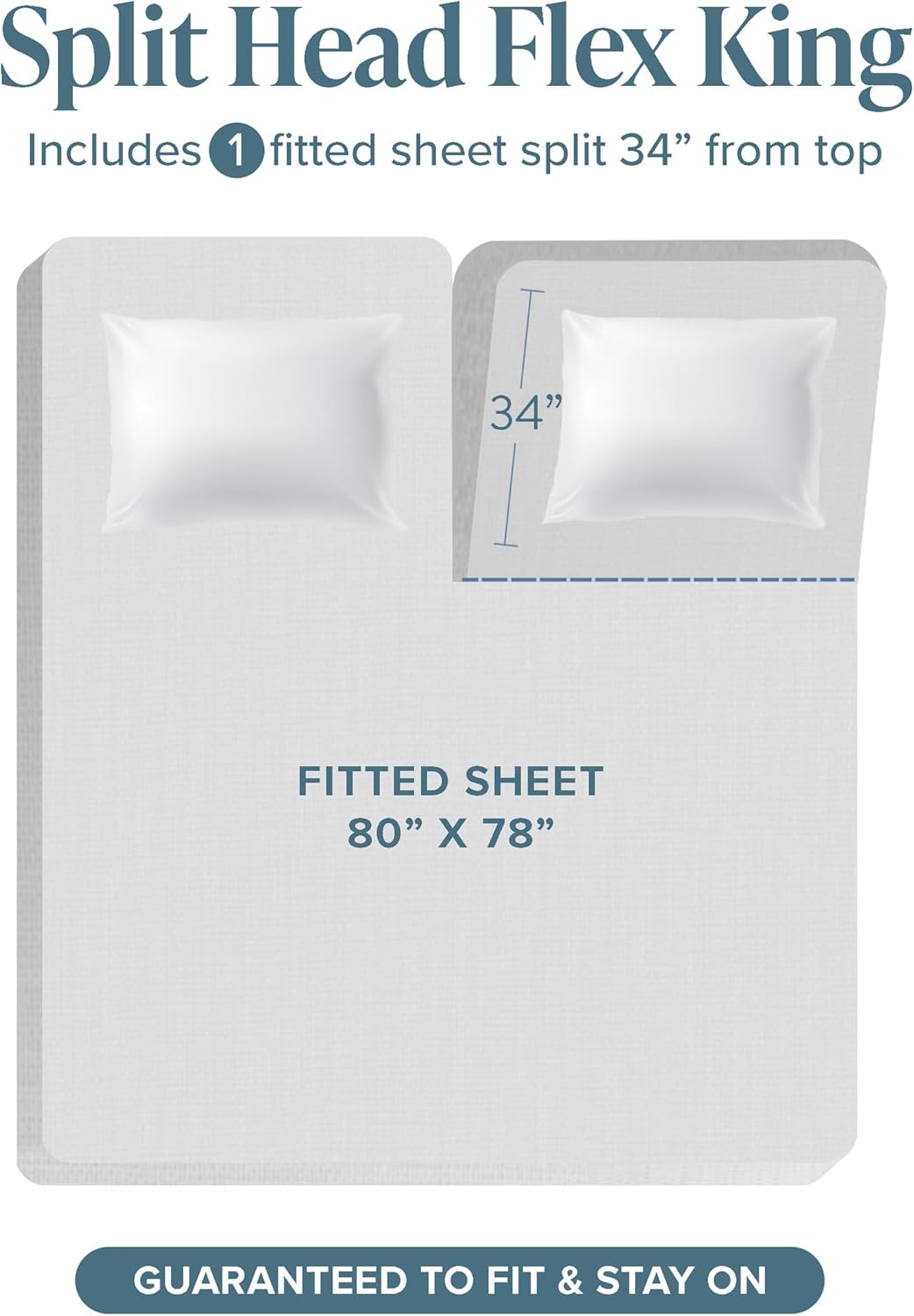 Bare Home Split Head Flex King Sheet Set - 1800 Ultra-Soft Microfiber Bed Sheets - Double Brushed - Deep Pockets - Easy Fit - 4 Piece Set - FlexTop King Bedding Sheets (Split Head Flex King, Sage)