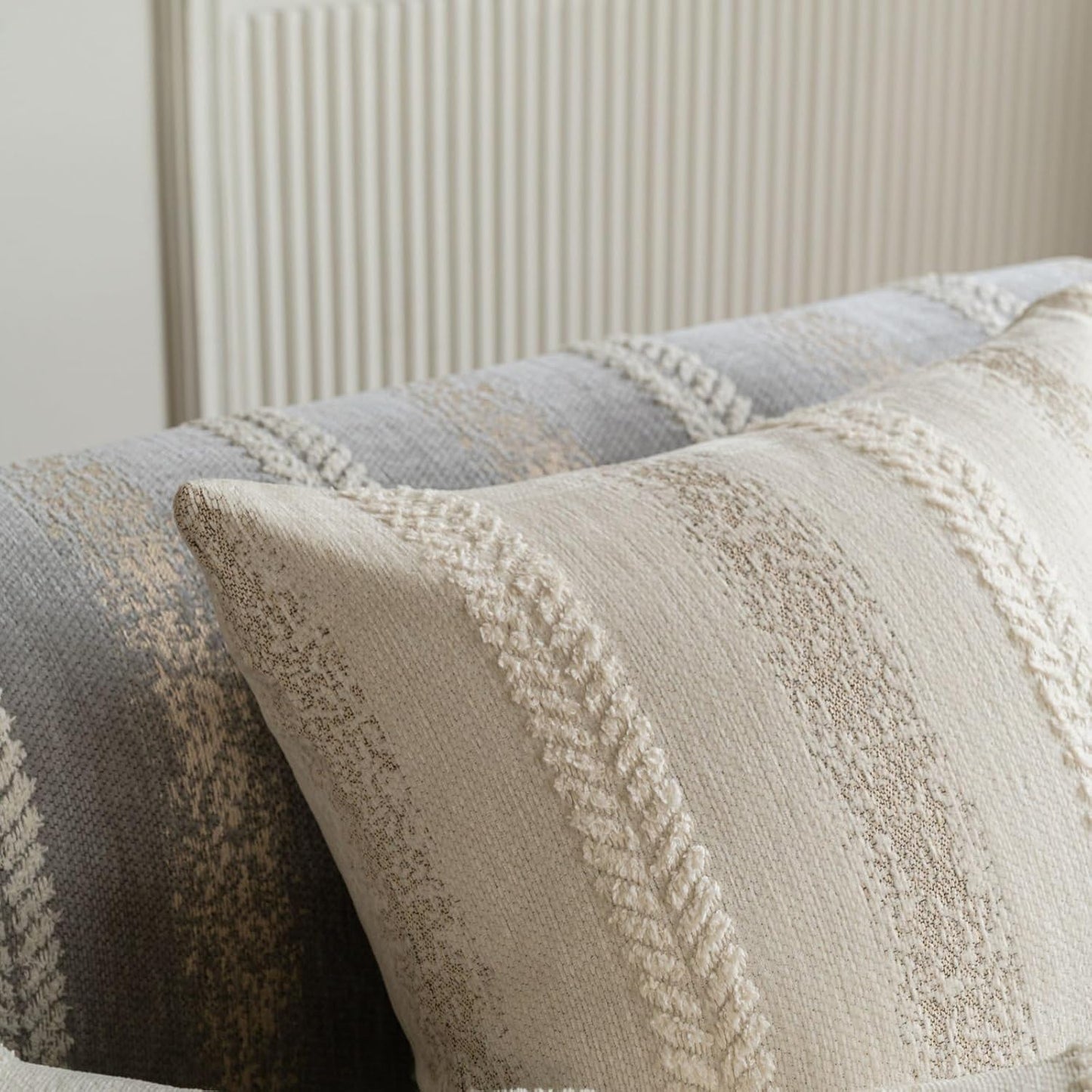 Pack of 1 Decorative Throw Pillow Covers 20x20 Inch, Pillow Cases for Living Room Couch Bedroom Farmhouse Home Decor, Soft Stripe Chenille Cushion Covers for Sofa Beige,20''x20''