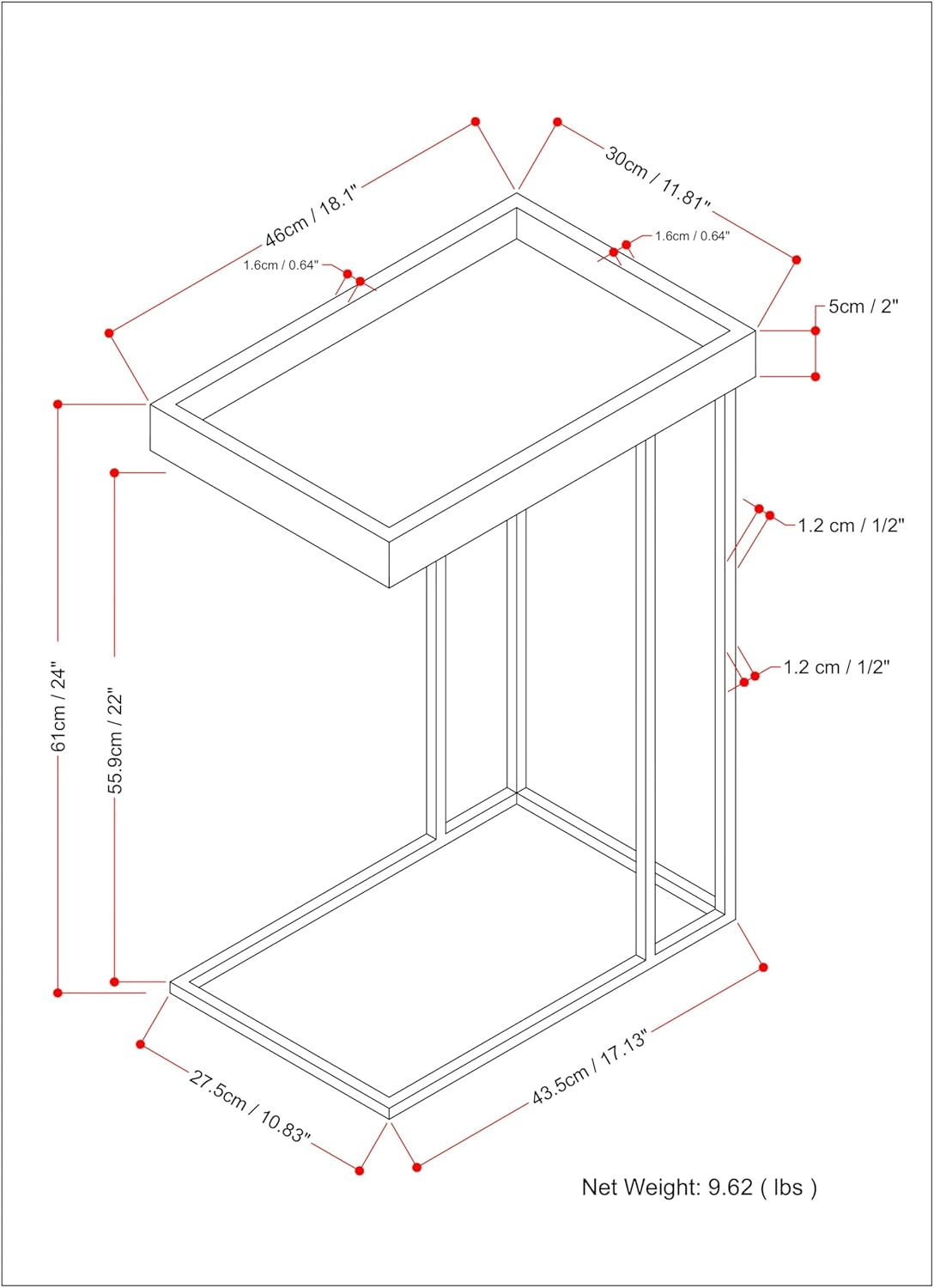 SIMPLIHOME Gallagher SOLID MANGO WOOD and Metal 12 inch Wide Rectangle Industrial C Side Table in Natural, Fully Assembled for the Living Room and Bedroom