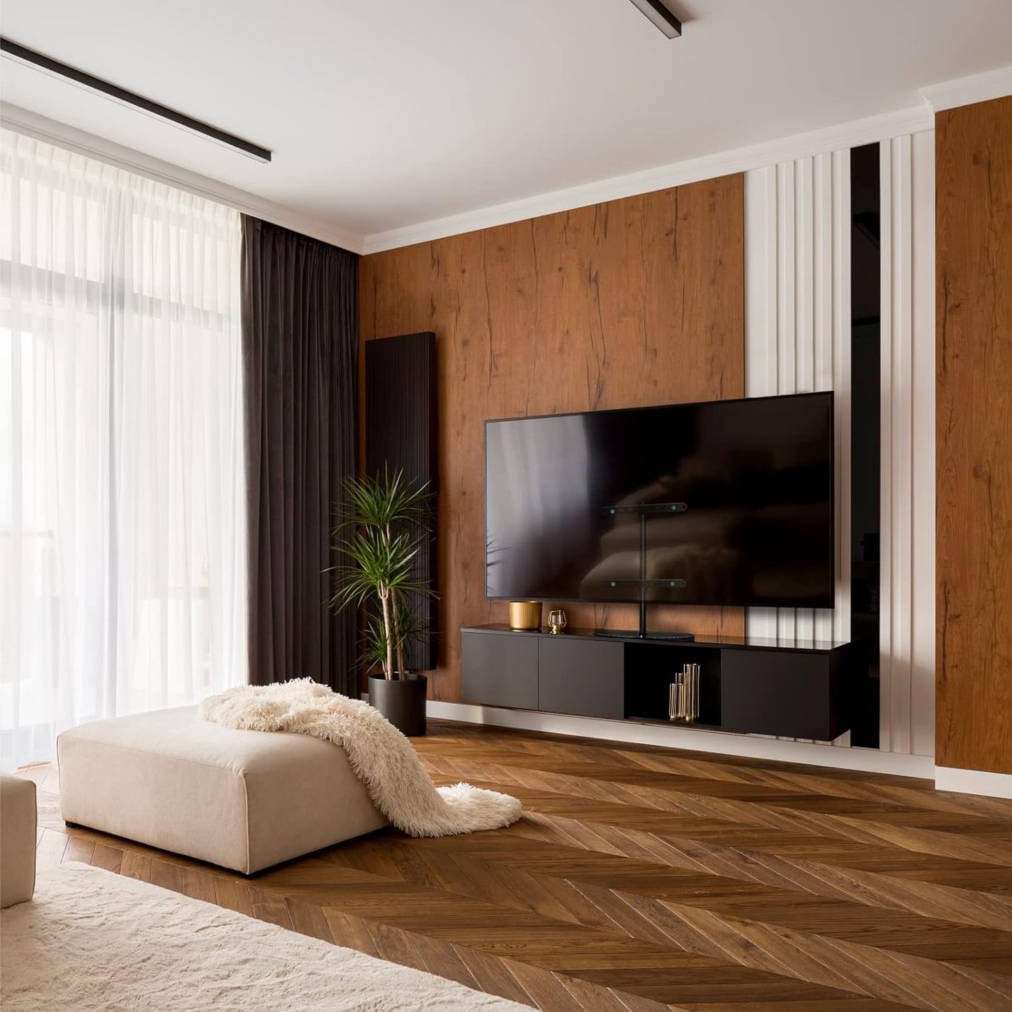 ONKRON Tabletop TV Stand for 32-65 Inch TVs up to 77 lbs, Height Adjustable TV Swivel Stand max VESA 400x400, Tabletop Universal TV Stand with Tempered Glass Base/Pedestal Television Stand Black