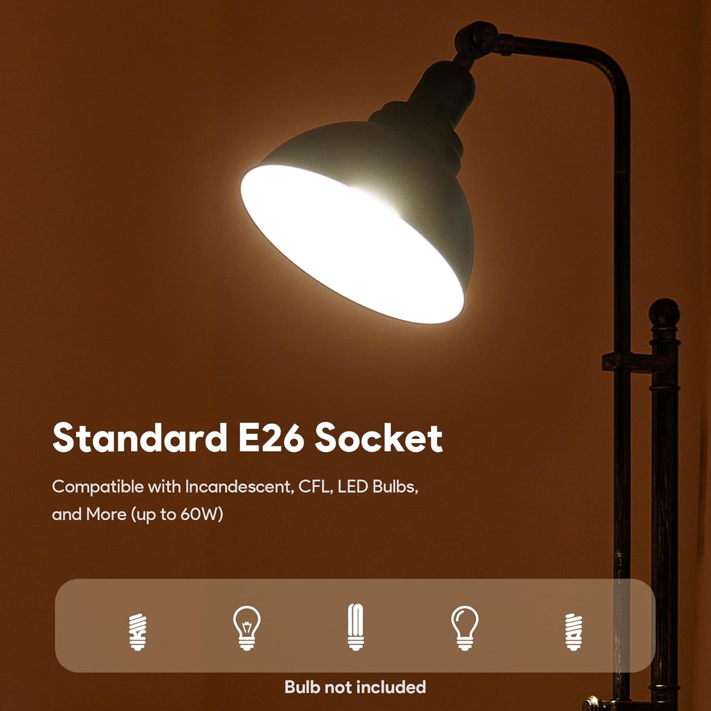 VONLUCE Floor Lamp for Living Room, 65'' Tall Industrial Floor Lamp, Adjustable Height & Head Vintage Metal Standing Reading Pole Lamp for Bedroom, Office, Farmhouse