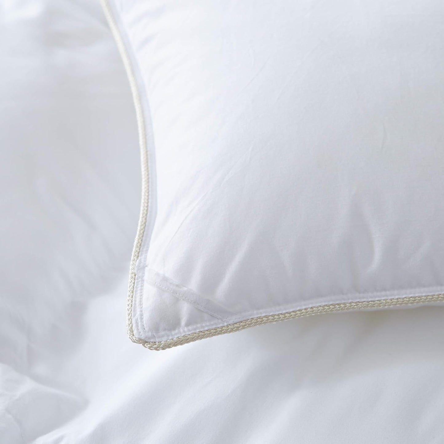 Luxurious All-Season Goose Down Feather Fiber Comforter Twin Size Duvet Insert, Premium White Solid Plain Design, Premium Baffle Box, 100% Egyptian Cotton, 60 oz Fill Weight