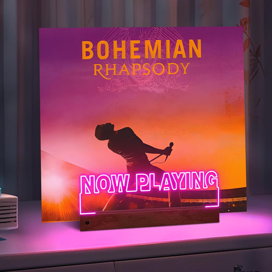 Now Playing Vinyl Record Stand Desktop, Light up Record Holder, Wooden Acrylic Display with 16 Color Lights for Albums, Room Decor, Gift for Vinyl Lovers