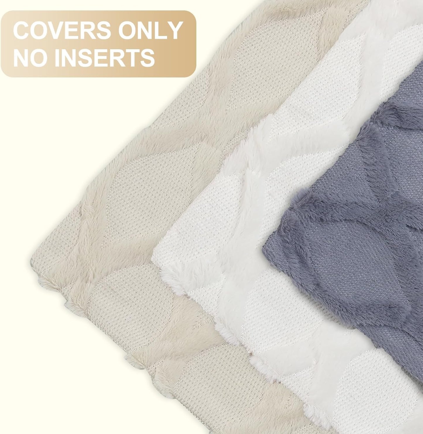 decorUhome Throw Pillow Covers 18x18 Inch Set of 2, Soft Plush Faux Fur Wool Blue Grey Couch Pillow Covers, Decorative Neutral Pillow Cases for Bed Sofa Living Room Home Decor