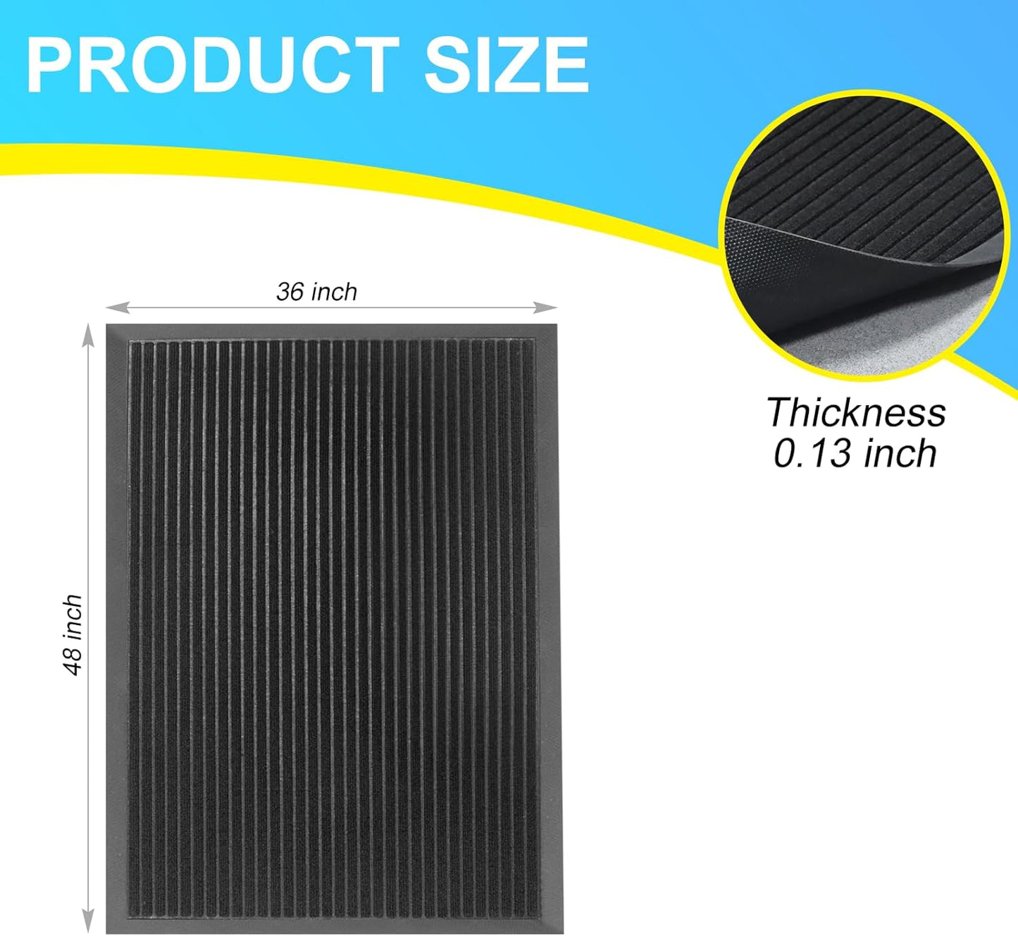 Vicwe Front Door Mat Indoor Outdoor Entrance, 48"x36" Heavy Duty Non-Slip Rubber Doormats, Low Profile,Easy Clean Entryway Floor Mats for Outside, Porch, Patios,Black