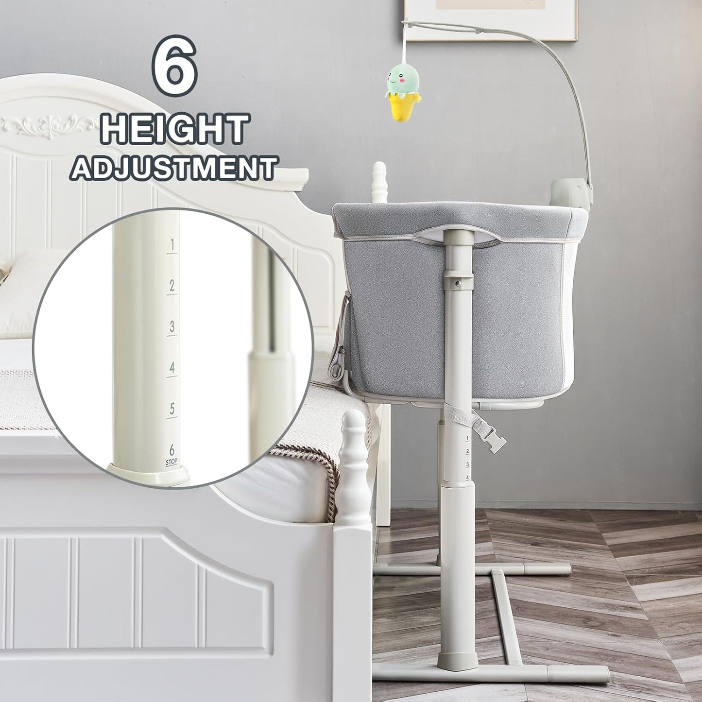 RONBEI Baby Basinet Bedside Sleeper,Infant Bedside Bassinet Bedside Crib for Baby/ Baby Boy/Baby Girl