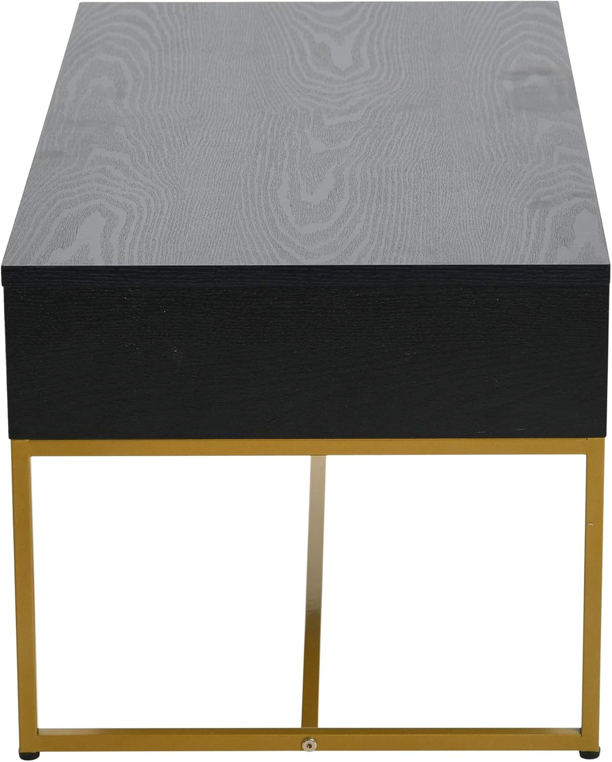 Household Essentials Wrap Rectangular Coffee Table Black Oak Wood Grain and Black Metal
