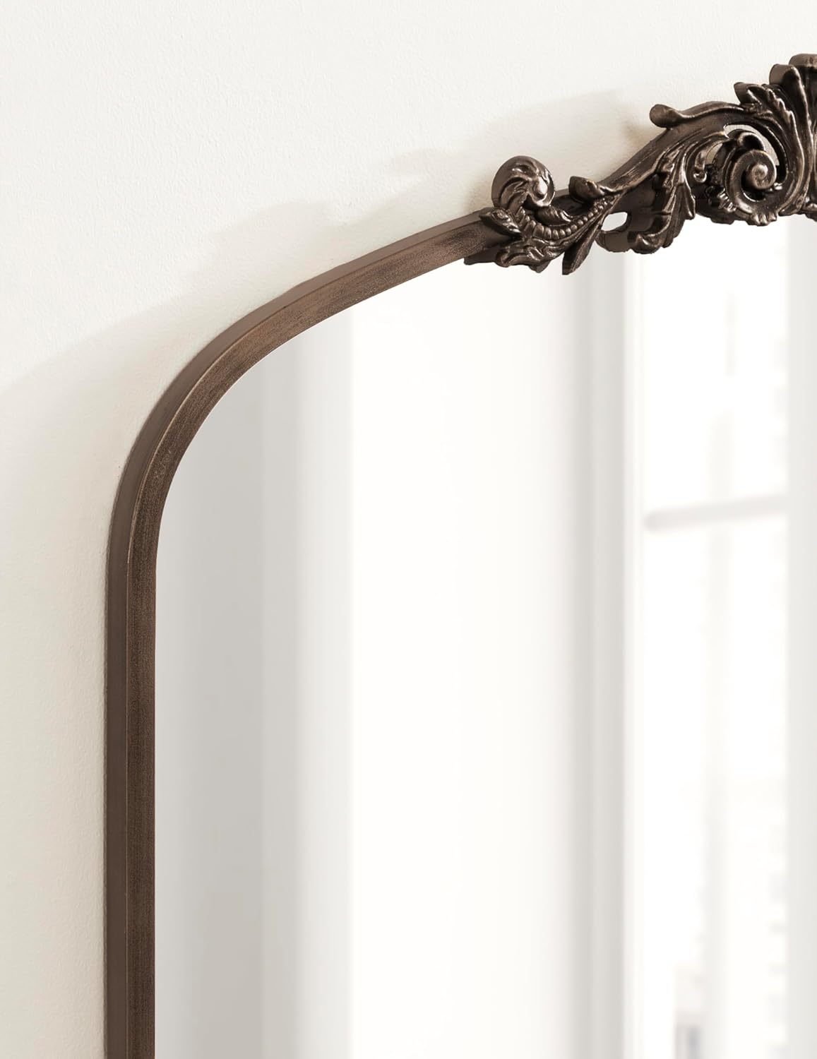 Kate and Laurel Arendahl Ornate Traditional Square Arched Mirror; 28 x 30; Bronze; Decorative Baroque Style Vintage Arch Mirror with Wide Frame and Ornamental Crown