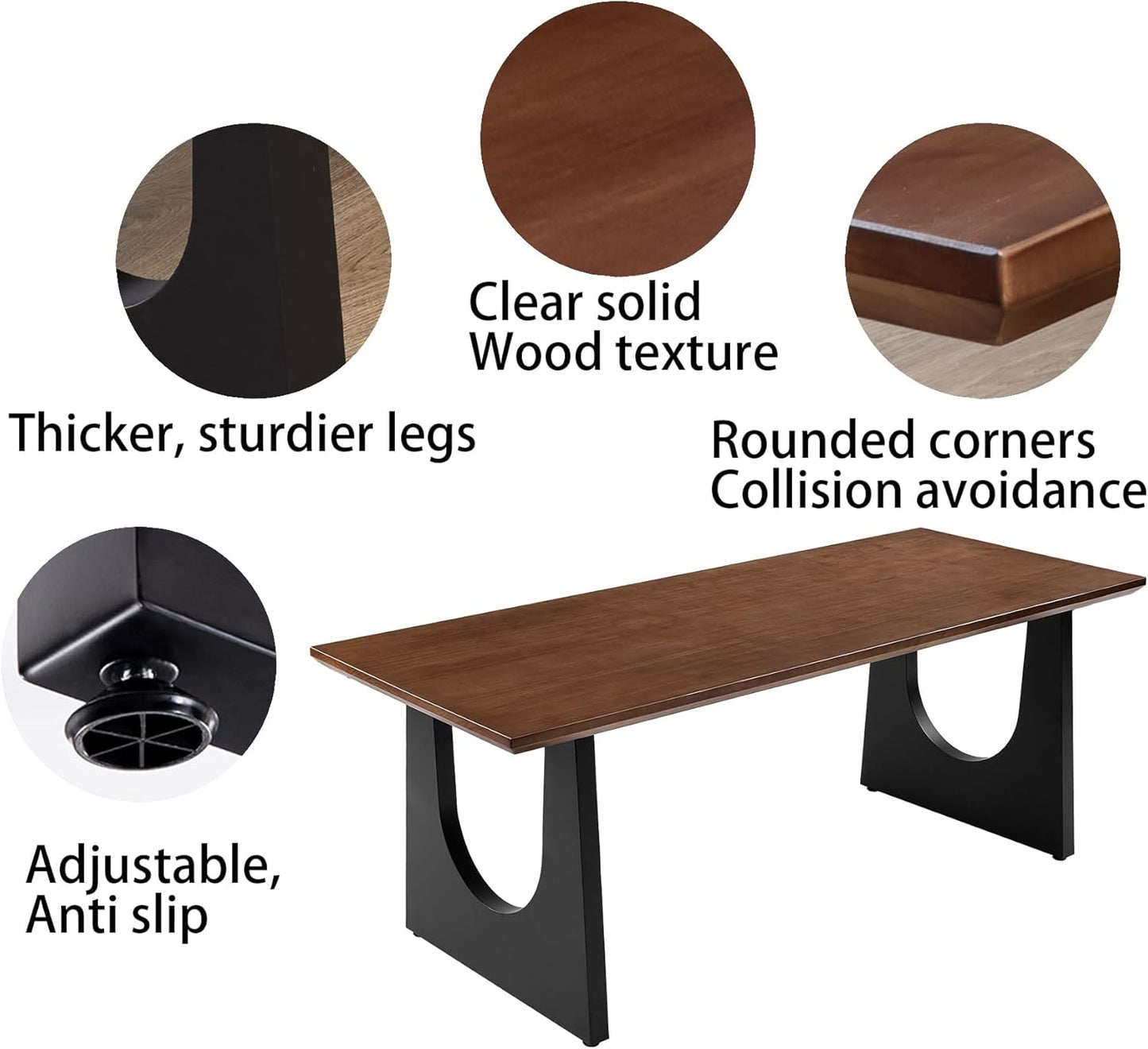 Wooden Executive Office Desk Computer Table Multi-Sized High Cost Performance Stylish Design Metal Legs Versatile Use for Office or Dining Casual Table (Walnut Color, 70.87in)