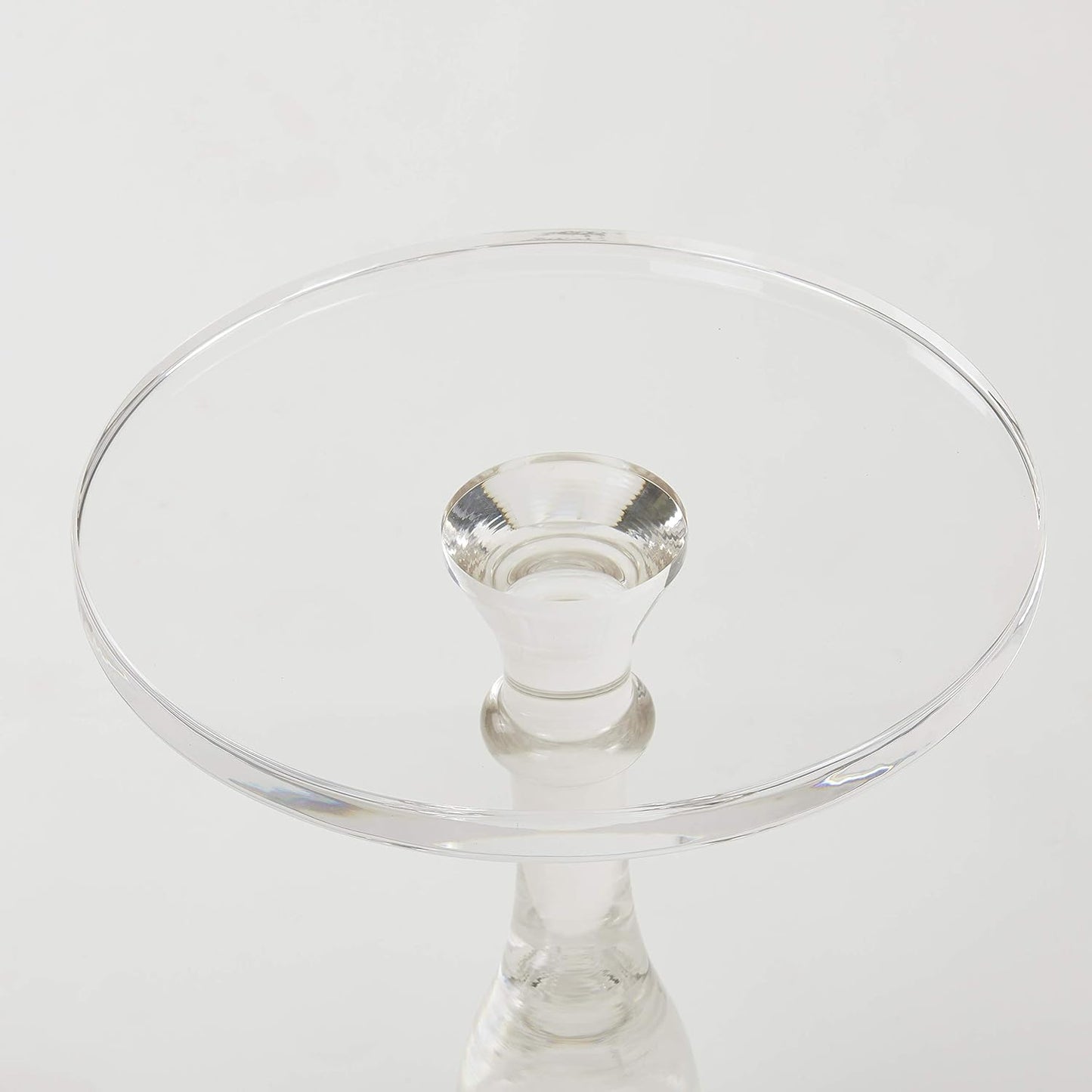 LIKENOW Acrylic End Table,Acrylic Side Table,Modern Nightstand with Clear Small Round Top and Solid Post for Living Room,Bedroom and Lobby 18.9x18.9x23.6High inches