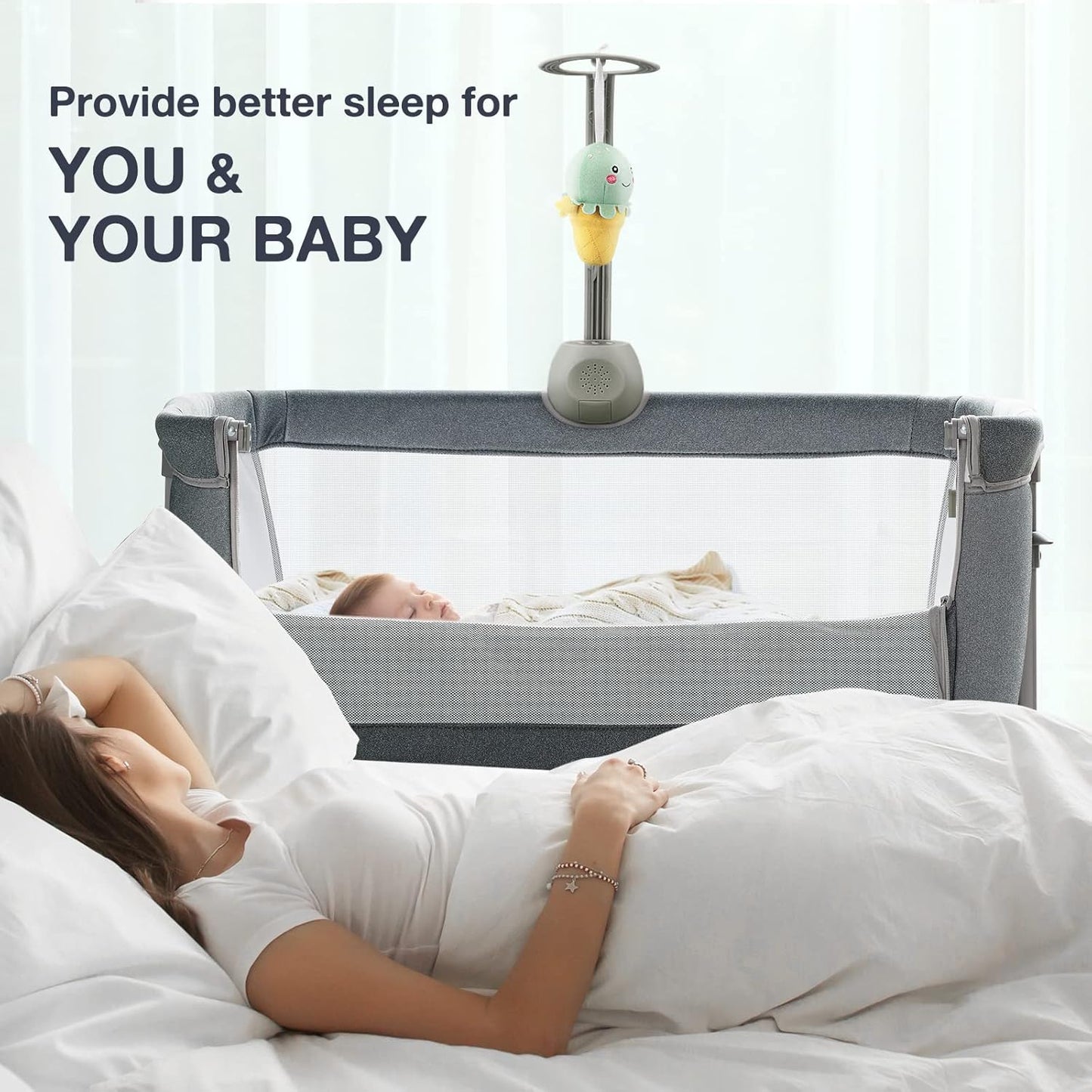 RONBEI Baby Basinet Bedside Sleeper,Infant Bedside Bassinet Bedside Crib for Baby/ Baby Boy/Baby Girl