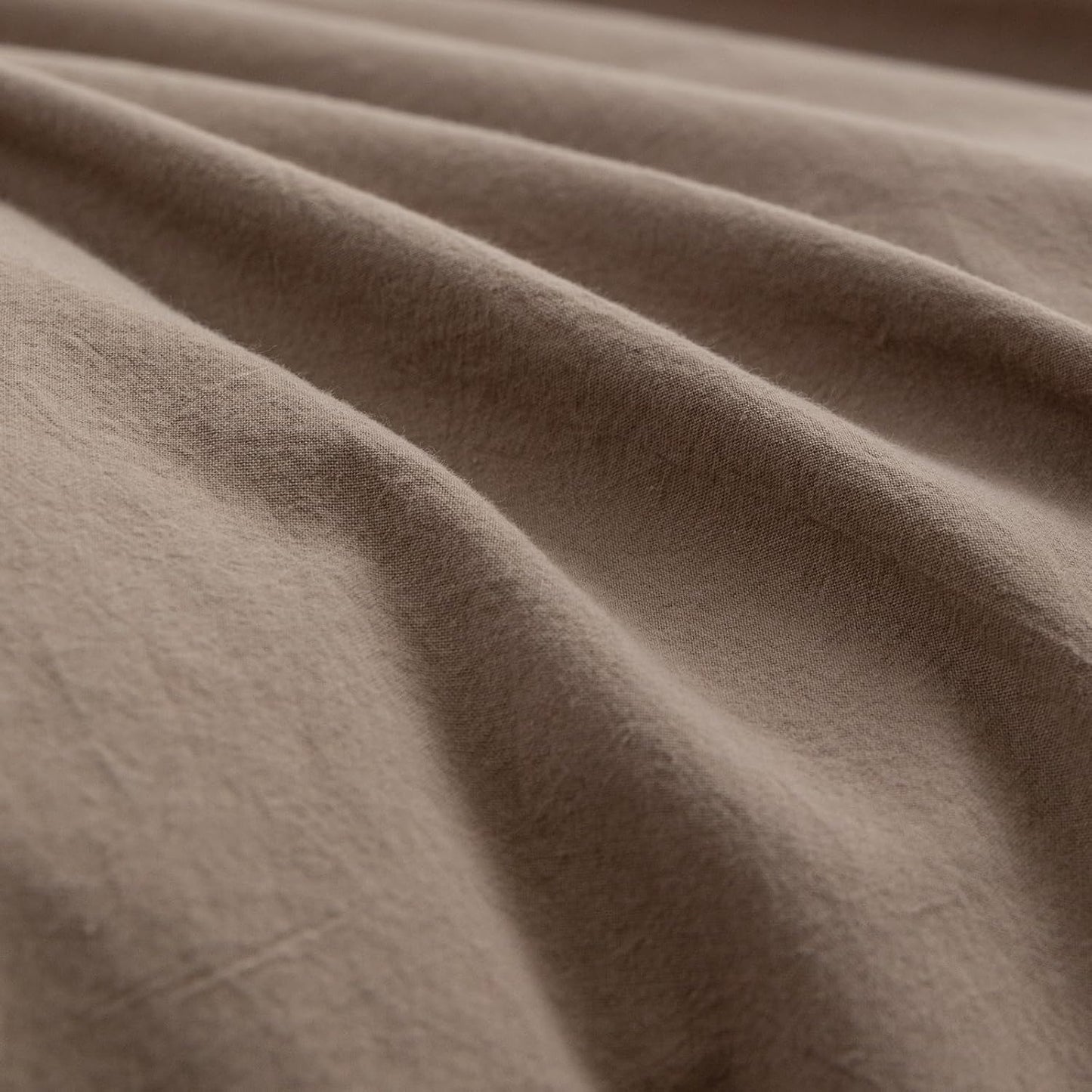 BESTOUCH Duvet Cover Set 100% Washed Cotton Linen Feel Super Soft Comfortable Chic Lightweight 3 PCs Home Bedding Set Solid Pine Bark Brown Queen