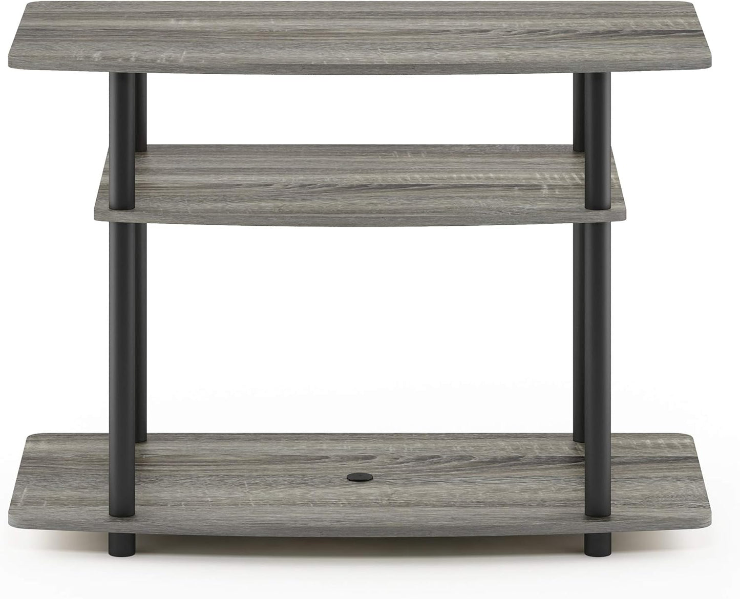 Furinno Turn-N-Tube No Tools 3-Tier Entertainment Center TV Stand for TV up to 32 Inch, Plastic Round Tubes, French Oak Grey/Black
