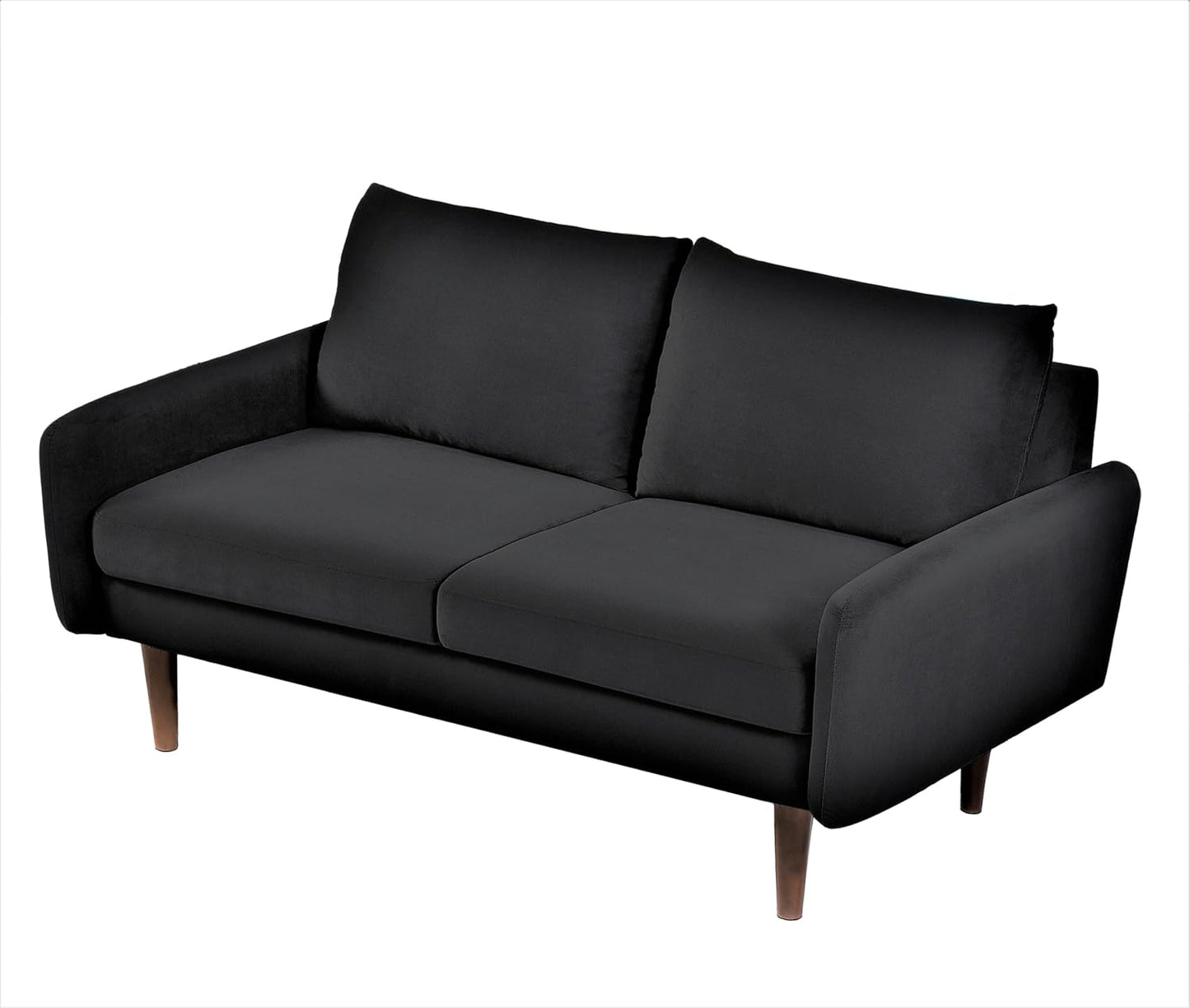 Container Furniture Direct Kent Velvet Loveseat Sofa for Modern Living Rooms and Compact Spaces, Comfy 2 Seater Couch Studio Apartment Furniture with Sleek Design, Black