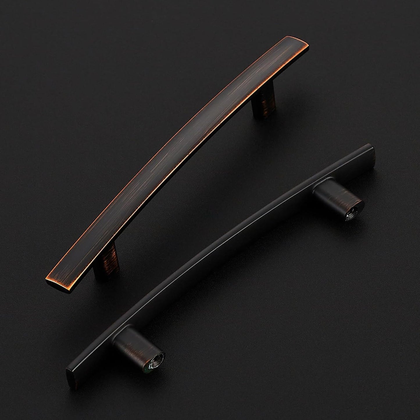 10 Pack Cabinet Handles 4" Hole Center - Curved Cabinet Pulls Oil Rubbed Bronze Drawer Pulls for Kitchen Cupboard Solid Hardware for Dresser Drawer Arch Hardware