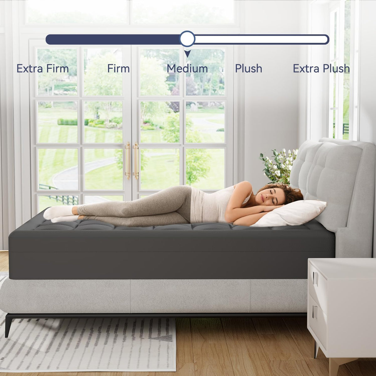 ELEMUSE Dual Layer 3 Inch Memory Foam Mattress Topper Twin XL, Dorm Room 2 Inch Cooling Gel Memory Foam Plus 1 Inch Down Alternative Pillowtop Mattress Pad, College Essential, Comfort Support, Grey