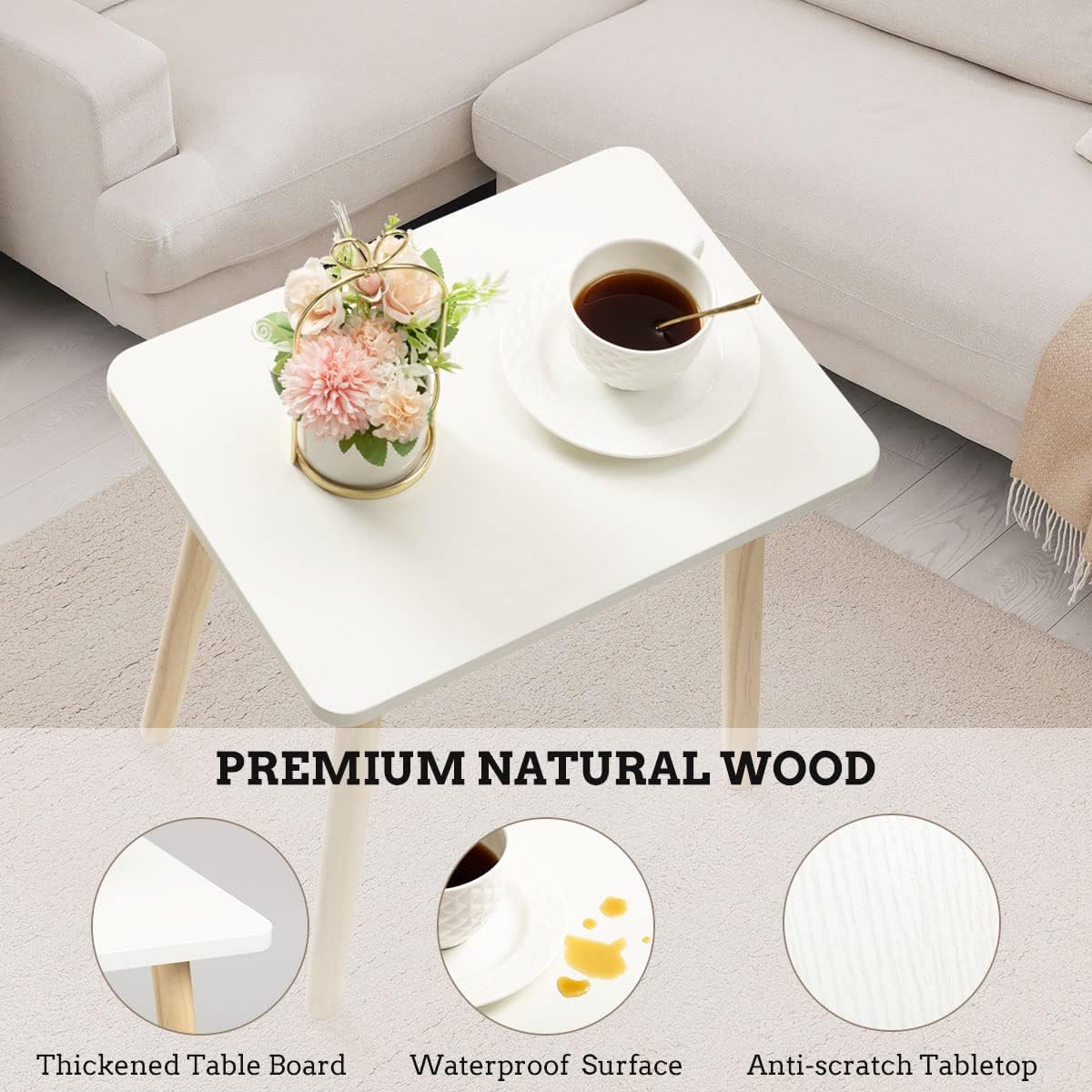 FORAOFUR Side Table, Small End Table Accent Table Living Room Bedroom Balcony Office, Modern Side Table Bedside Table Home Decor, Small Table for Small Spaces, Small Coffee Table, Easy Assembly