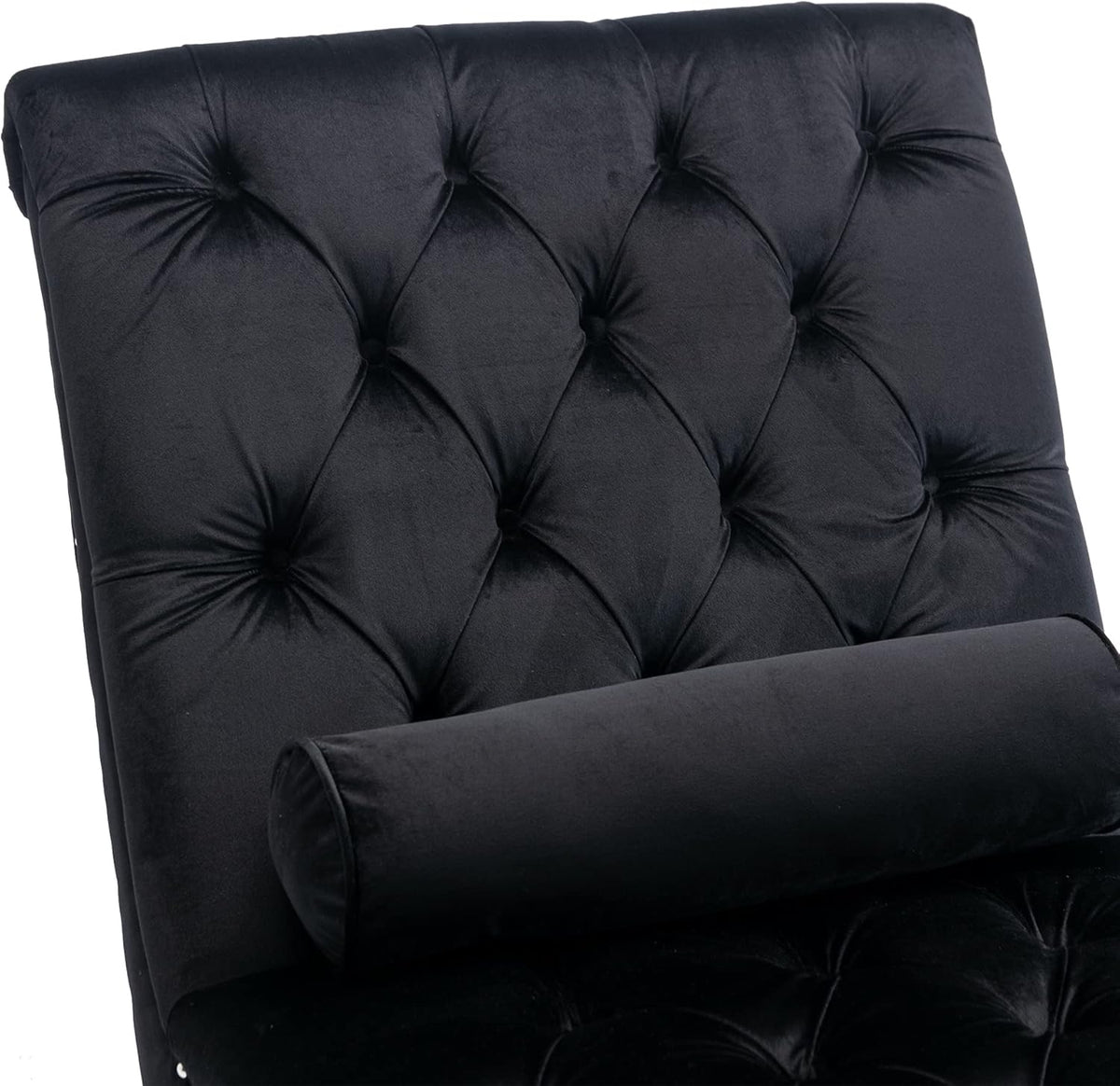 HomSof Modern Armless Velvet Chaise Lounge Indoor Chair with Solid Acrylic Legs
