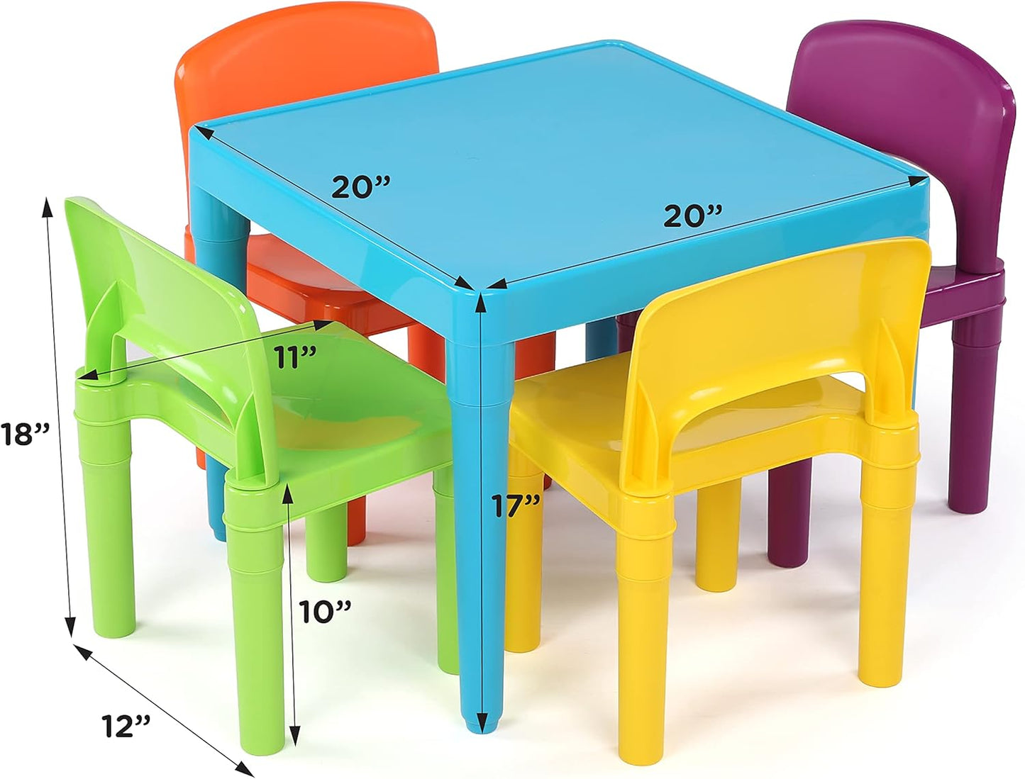 Humble Crew Tot Tutors Plastic Table and 4 Chairs Set - Aqua Blue