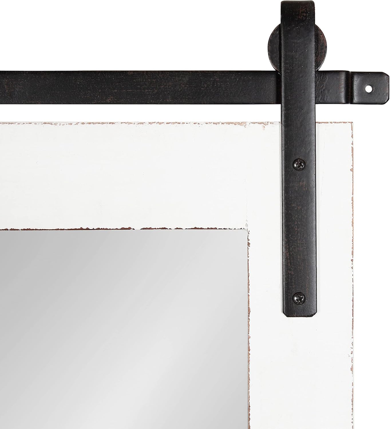 Kate and Laurel Cates Farmhouse Wood Framed Wall Mirror, 24 x 38, White, Barn Door-Inspired Rustic Mirrors for Wall