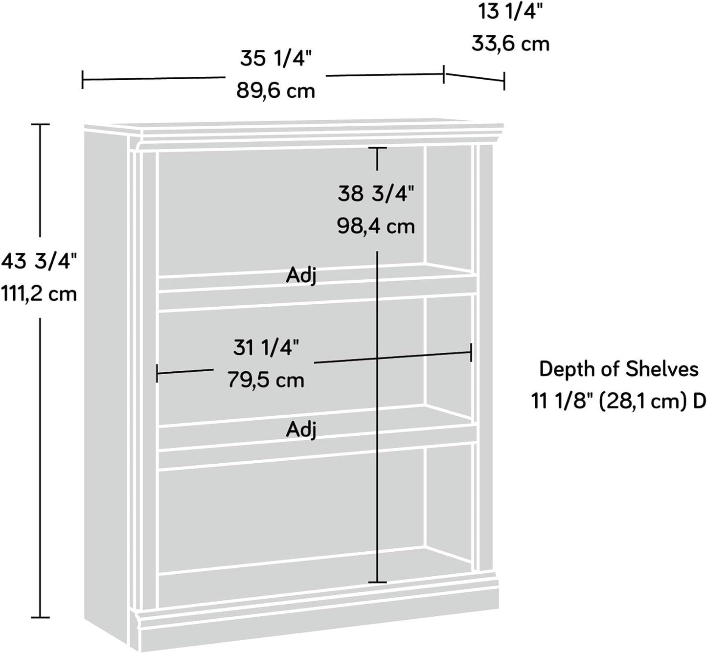 Sauder Miscellaneous Storage 3-Shelf Bookcase/ Book Shelf, Lintel Oak finish