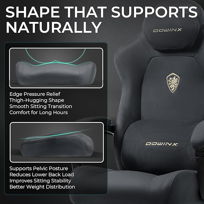 Dowinx Big and Tall Gaming Chair, Suede Fabric Game Chair with Pocket Spring Cushion, High Back Gamer Chair Ergonomic with Footrest for Adults Office, 440LBS, Grey