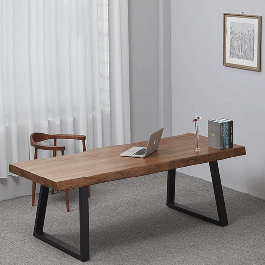 Pine Computer Desk, Modern Solid Wood Home Office Desk, Long Rural Farmhouse Pine Dining Table, Administrative Workstation Computer Desk, Suitable for Living Room and Dining Room (63inch)