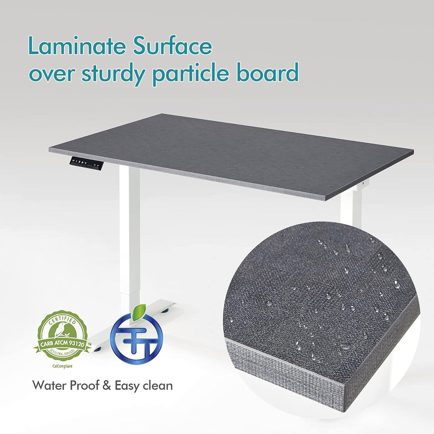 Kaboon Universal Tabletop 45"x20", Solid One-Piece Melamine Table Top, L-Desk Floating Desk DIY, Home and Office,Fabric Blue