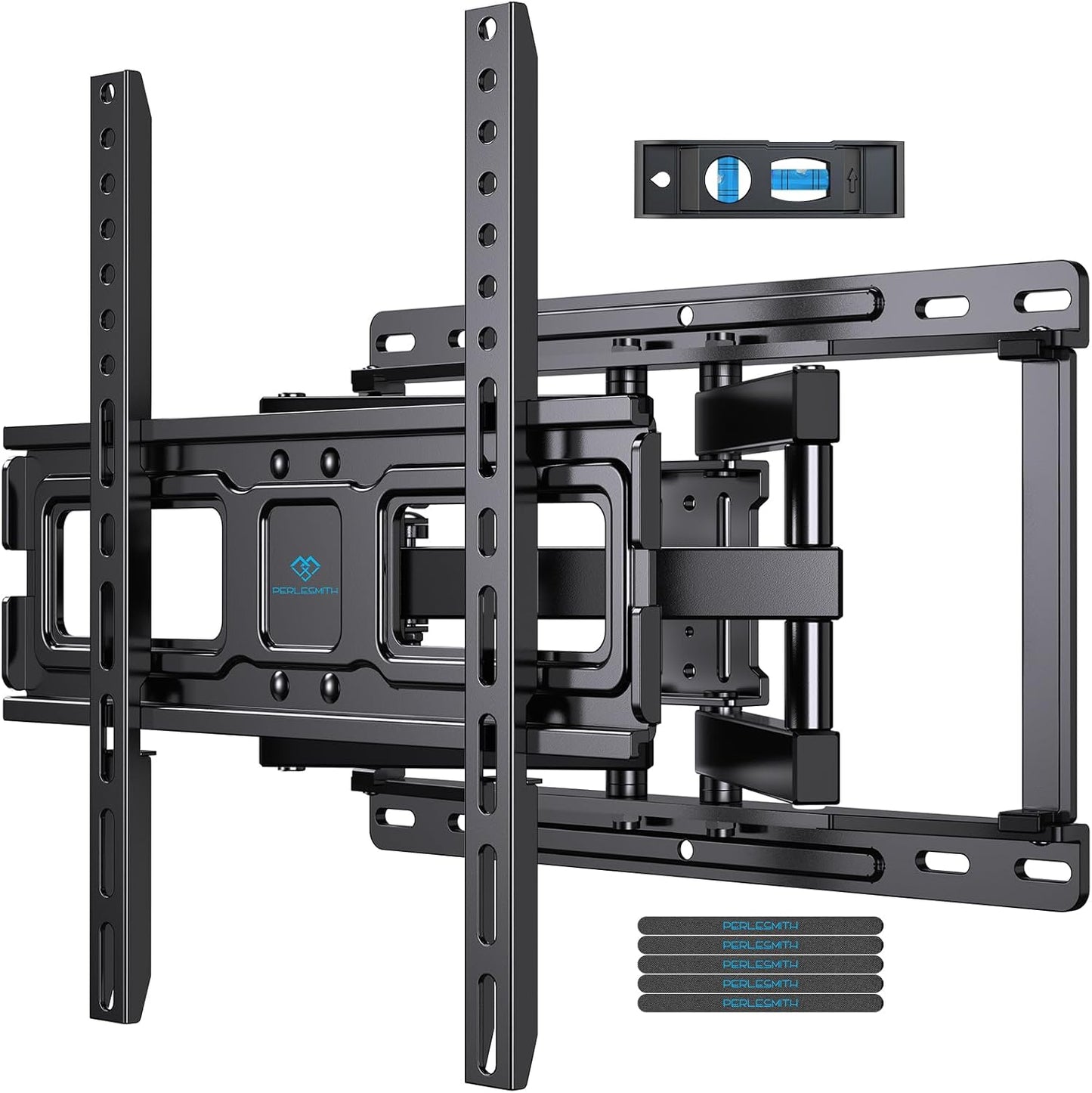 PERLESMITH TV Wall Mount Full Motion for 32-65 Inch Flat Curved Screen TVs, TV Mount with Swivels Tilts Extension Dual Articulating Bracket Arms Supports up to 99 lbs Max VESA 400x400, PSMFK9