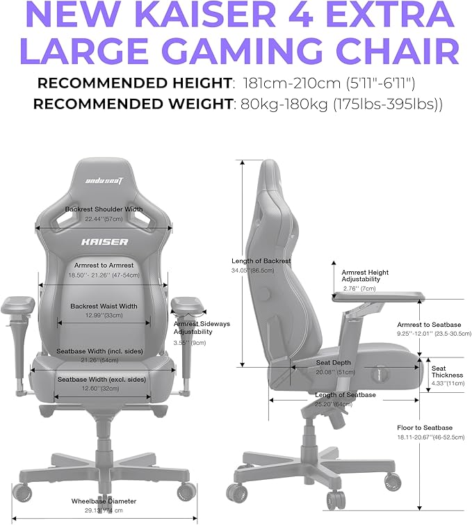 Anda Seat Kaiser 4 XL Gaming Chairs for Adults - Ergonomic Brown PVC Leather Gaming Chair with 6D Armrest, Comfortable Office Seat with Lumbar Support, Heavy Duty Wide Gamer Seat
