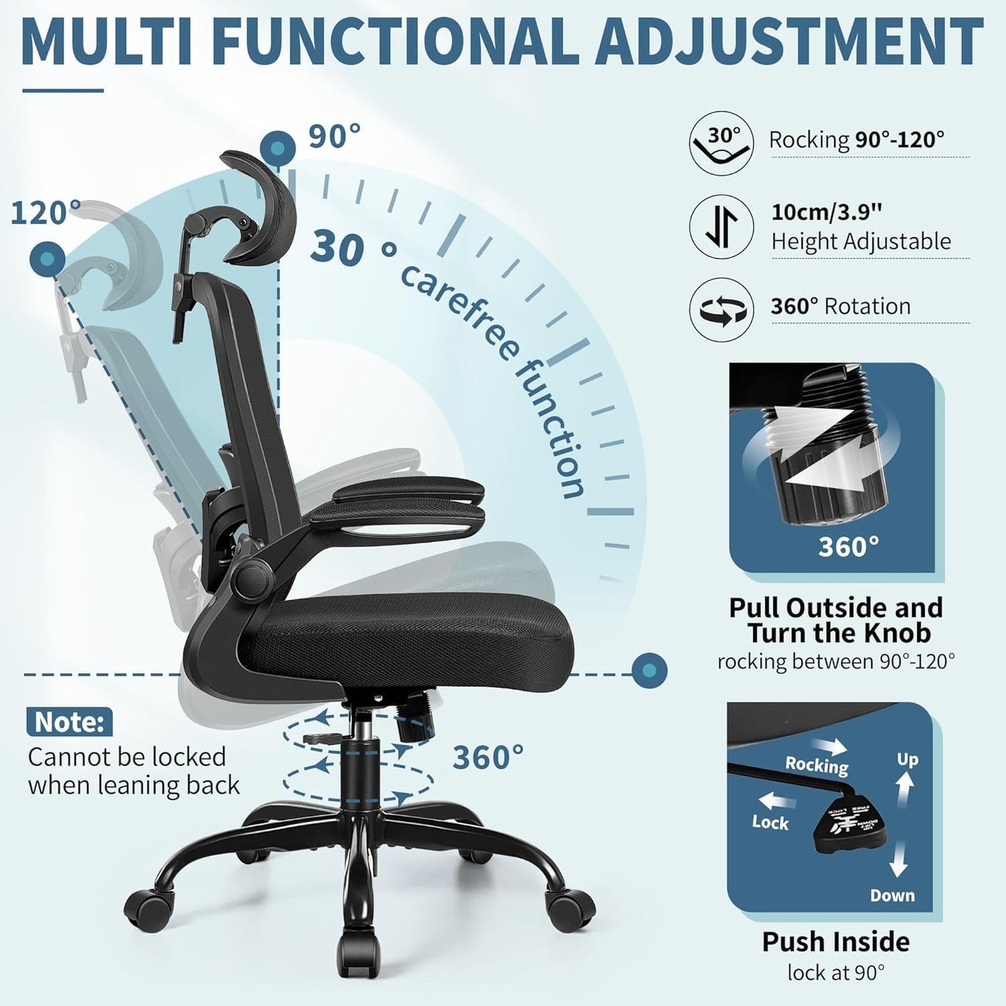 FelixKing Ergonomic Office Chair, Headrest Desk Chair with Adjustable Lumbar Support, Home Office Swivel Task Chair with High Back and Armrest, Adjustable Height Gaming Chair(Black),Pack of 5