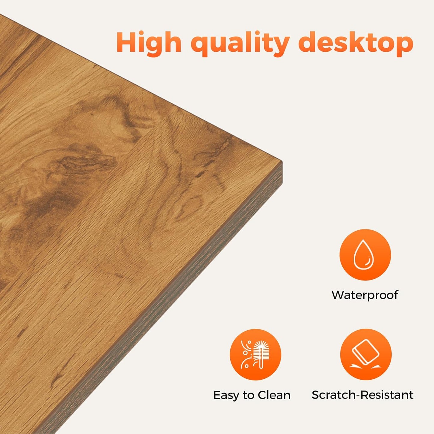 Rolling Computer Desk with Wheels, Gaming Desk for Small Spaces, Modern Simple Style Table for Home Office, Study Writing Table (Caster, Light Antique, 40 inch)
