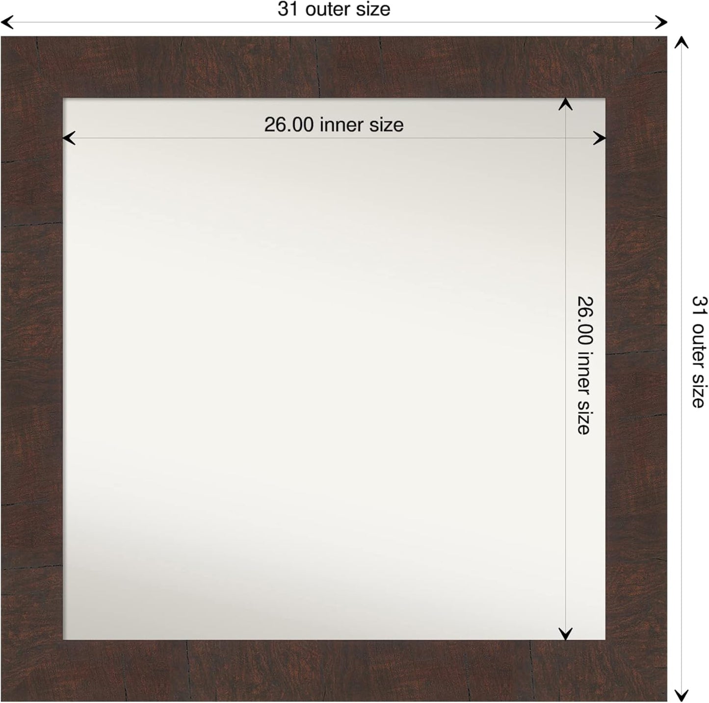 Amanti Art White Bathroom Mirror for Over Sink, 30x30 Wedge White Square Vanity Mirror, Large Modern Frame, Hangs Horizonally and Vertically, Bathroom Wall Decor, Non-Beveled Edge from WI, USA