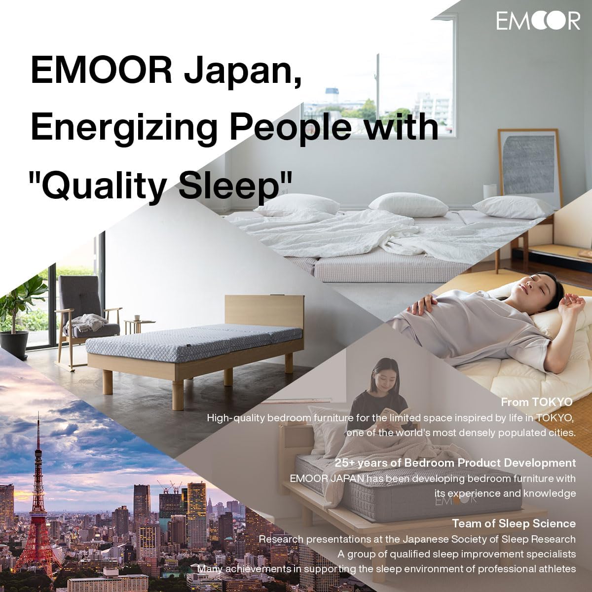EMOOR Japanese Padded Futon Mattress Machi King Gray, Gusset Foldable Storable Elastic Bands Floor Sleeping Guest Bed Tatami Mat