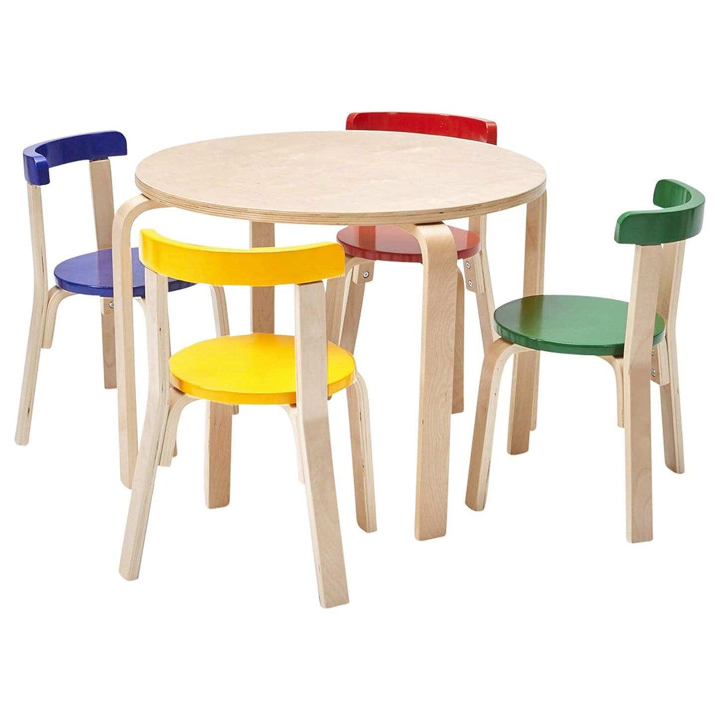 ECR4Kids Bentwood Table and Curved Back Chair Set, Kids Furniture, Assorted, 5-Piece