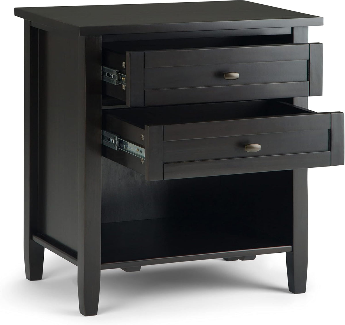 SIMPLIHOME Warm Shaker SOLID WOOD 24 Inch Wide Transitional Bedside Nightstand Table in Hickory Brown, For the Living Room and Bedroom