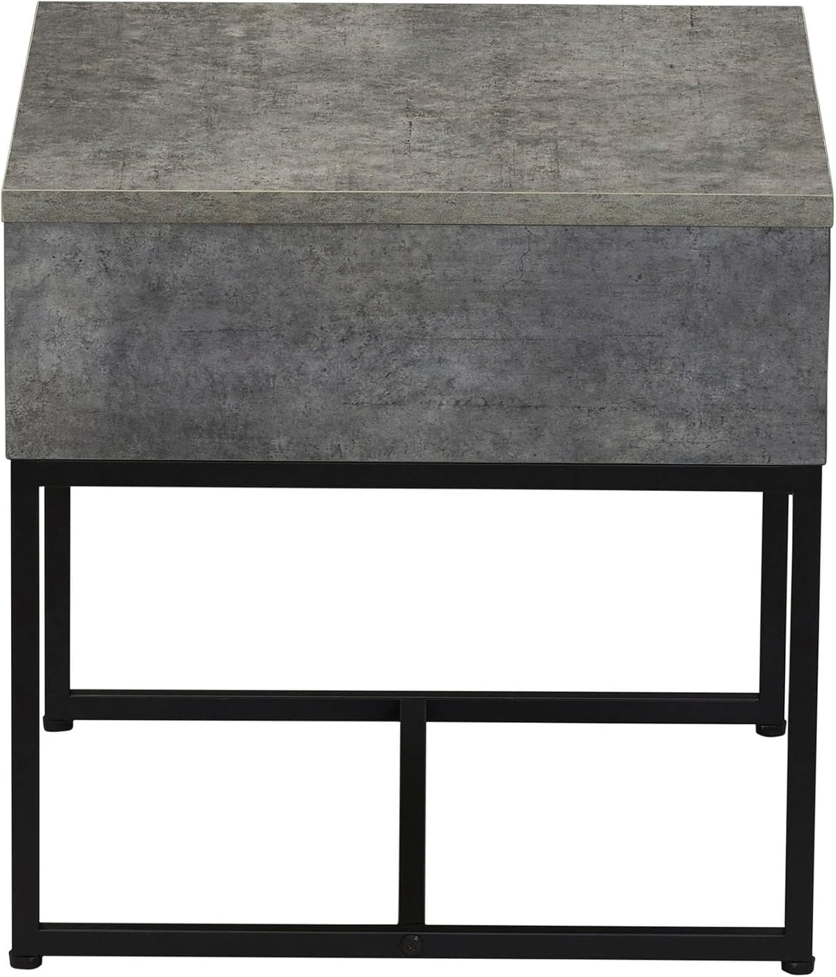 Household Essentials Wrap Square Side End Table Rustic Slate Concrete and Black Metal