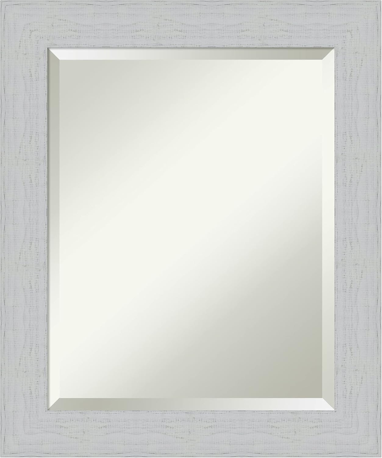 Amanti Art White Bathroom Mirror for Over Sink, 24x20 Shiplap White Rectangle Vanity Mirror, Small Coastal Wood Frame, Hangs Horizonally and Vertically, Bathroom Wall Decor, Beveled Edge from WI, USA