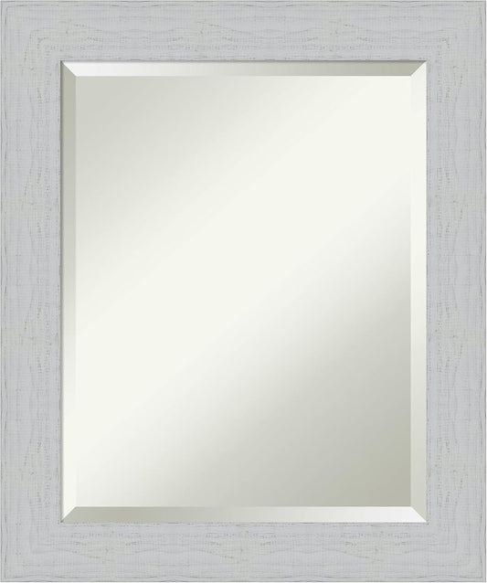 Amanti Art White Bathroom Mirror for Over Sink, 24x20 Shiplap White Rectangle Vanity Mirror, Small Coastal Wood Frame, Hangs Horizonally and Vertically, Bathroom Wall Decor, Beveled Edge from WI, USA
