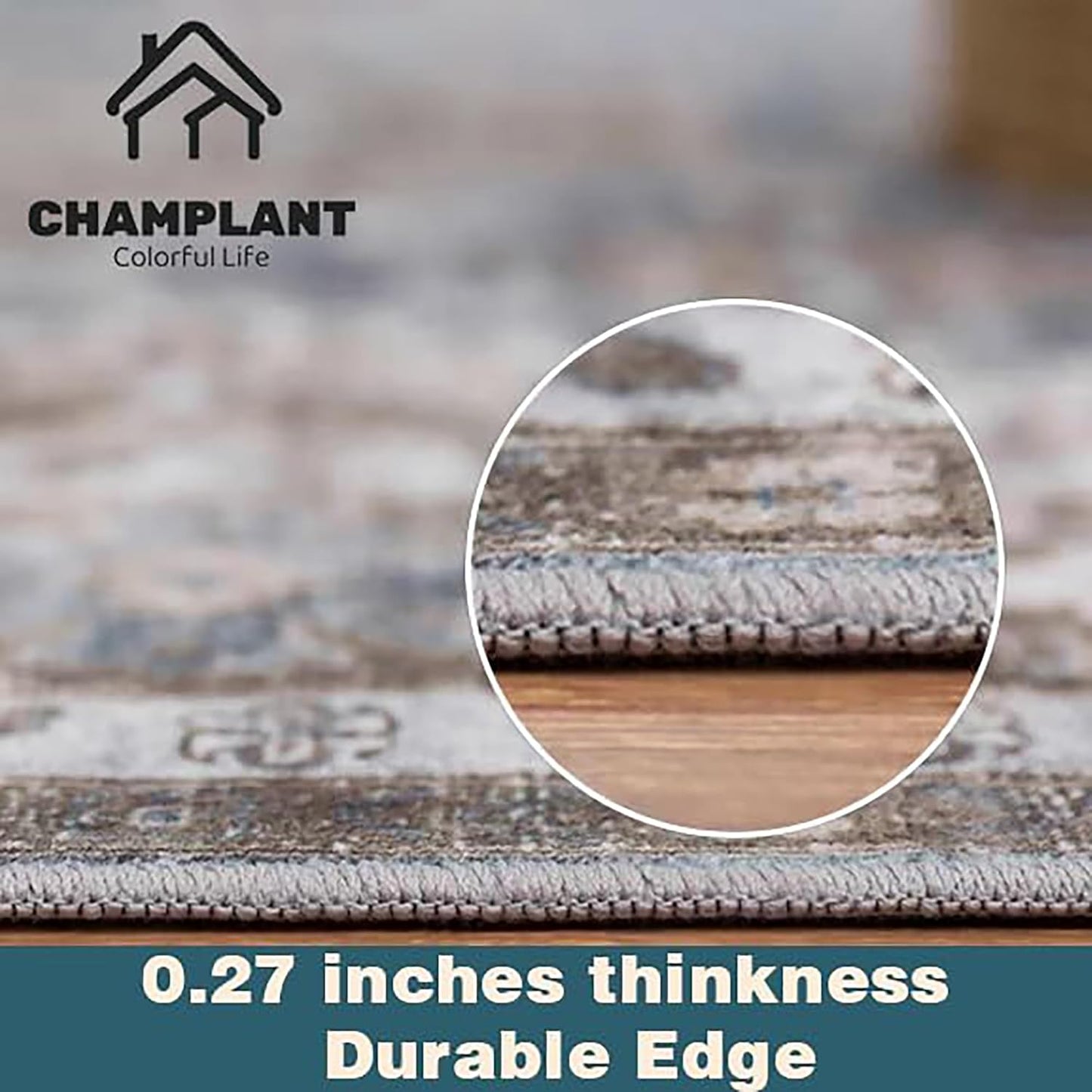 3'x5' Dark Blue Vintage Washable Thin Area Rug Traditional Floor Cover Foldable Indoor Distressed Non Slip Carpet for Bedroom Living Room Bathroom