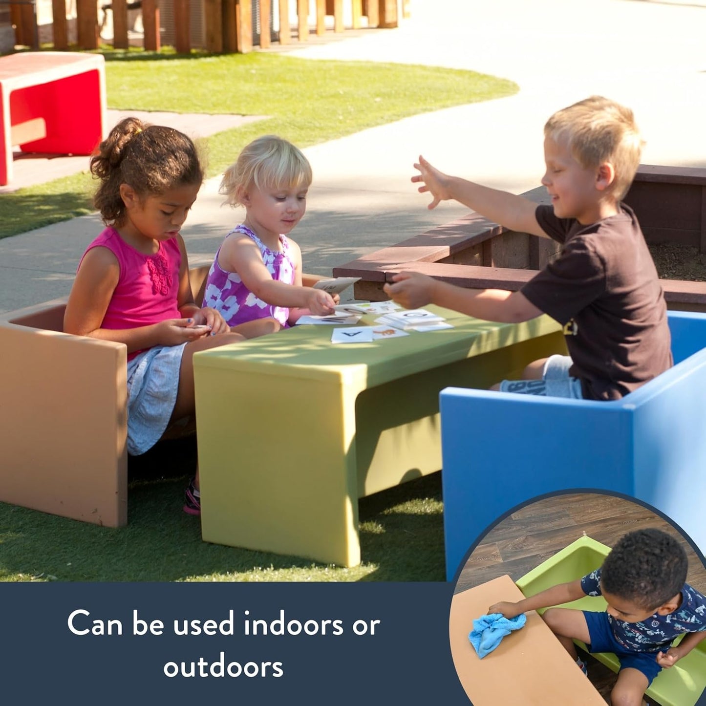 Children's Factory Adapta-Bench, CF910-056, Fern, Kids Flexible Seating, Classroom, Preschool and Daycare Furniture, Indoor or Outdoor Toddler Chairs