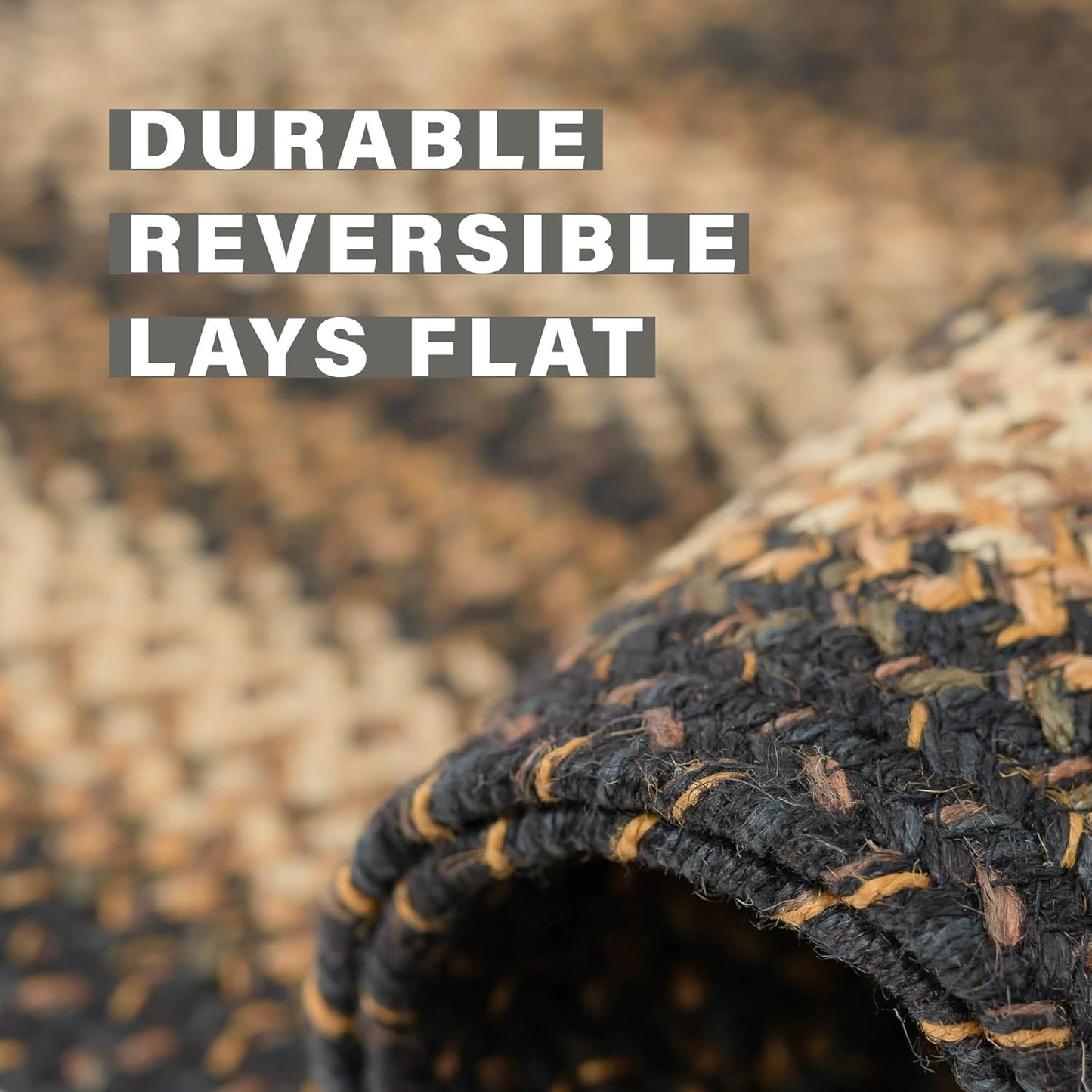 Homespice 27x45” Black Oval Braided Rug. Kilimanjaro Black Jute Oval Rug. Uses- Entryway, Kitchen Rugs, Bathroom Rugs. Reversible, Rustic, Country, Primitive, Farmhouse Decor Rug