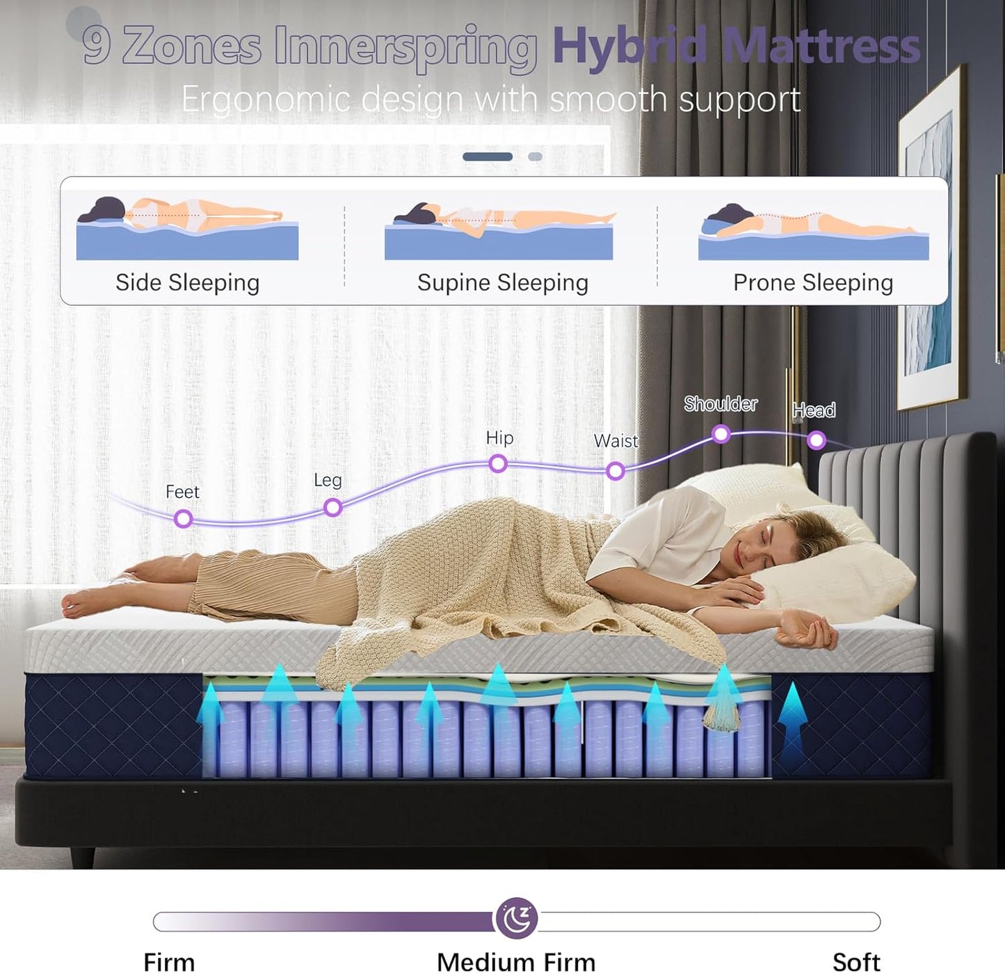 Twin Mattresses, 10 Inch Hybrid Twin Mattress in a Box, Memory Foam and Individual Pocket Spring Breathable Comfort for Sleep Supportive and Pressure Relief, CertiPUR-US, 39"*75"*10"