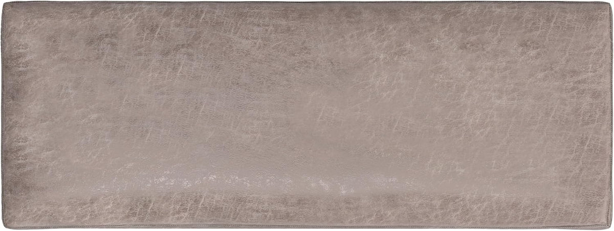 SIMPLIHOME Owen 48 inch Wide Mid Century Modern Rectangle Rectangular Storage Ottoman in Distressed Grey Taupe Vegan Faux Leather, Assembled, for the Living Room, Entryway and Family Room