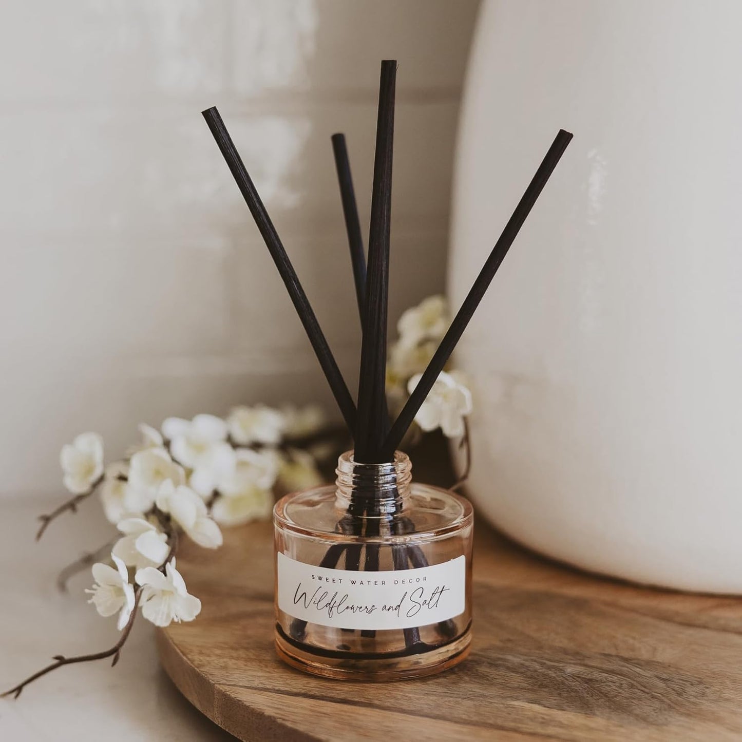 Sweet Water Decor Wildflowers and Salt Reed Diffuser – Room Decor Aesthetic with Long-Lasting Premium Fragrance of French Lavender, Lime, Sage, Dill, Patchouli for 4 Months – Ideal for Home Decor