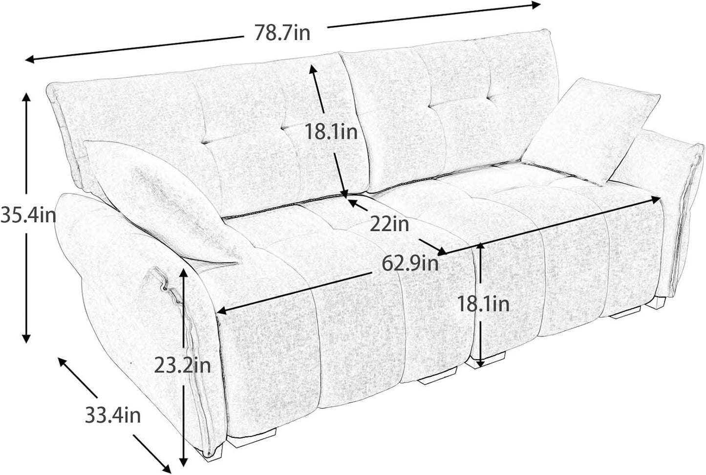Modern Chenille Fabric 2-Seat Loveseat Sofa, Premium Upholstery Living Room Couch with Tufted Backrest & Comfortable Armrests and High-Resilience Memory Foam Cushions,Blue