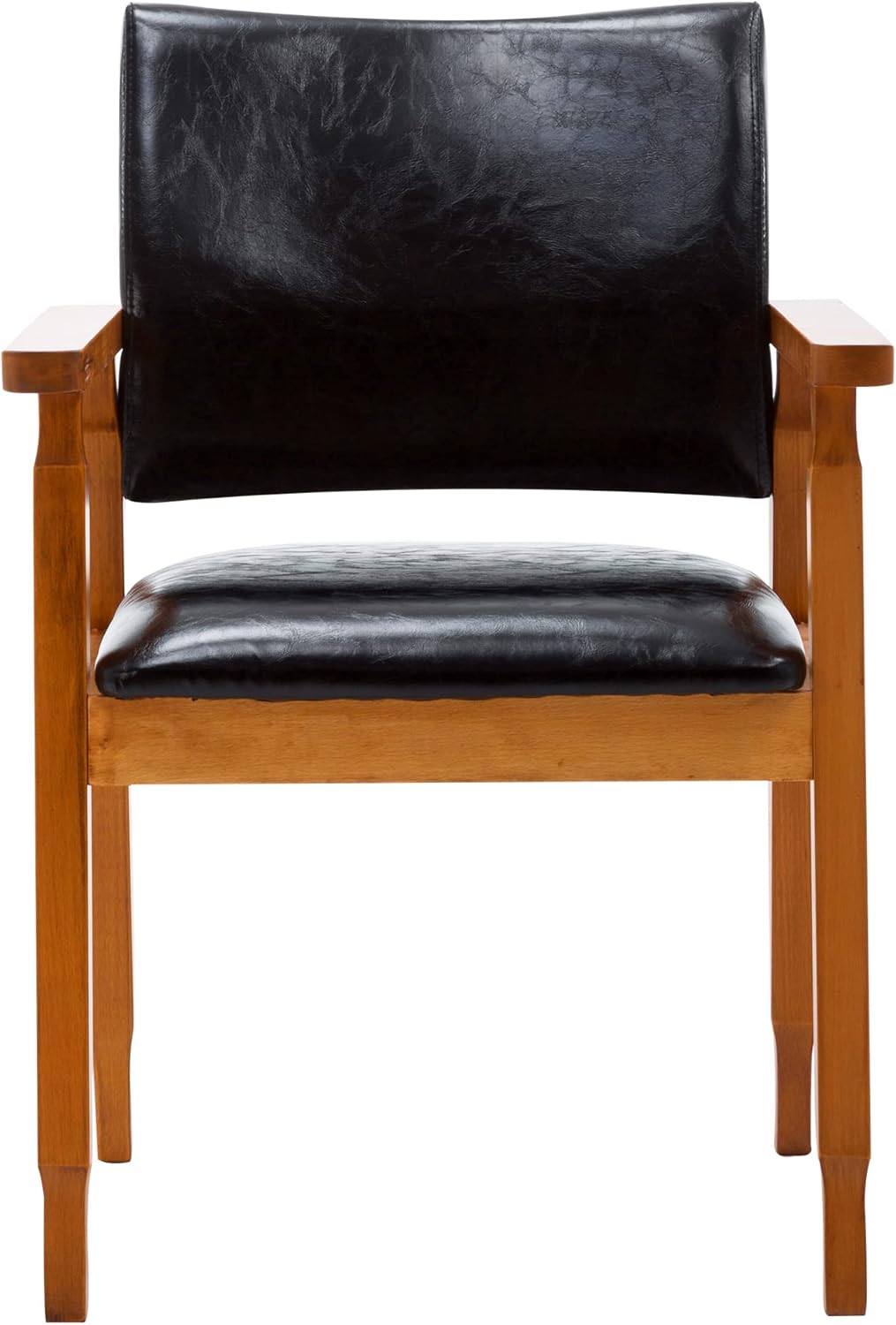NOBPEINT Mid-Century Dining Side Chair with Faux Leather Seat in Black, Arm Chair in Walnut