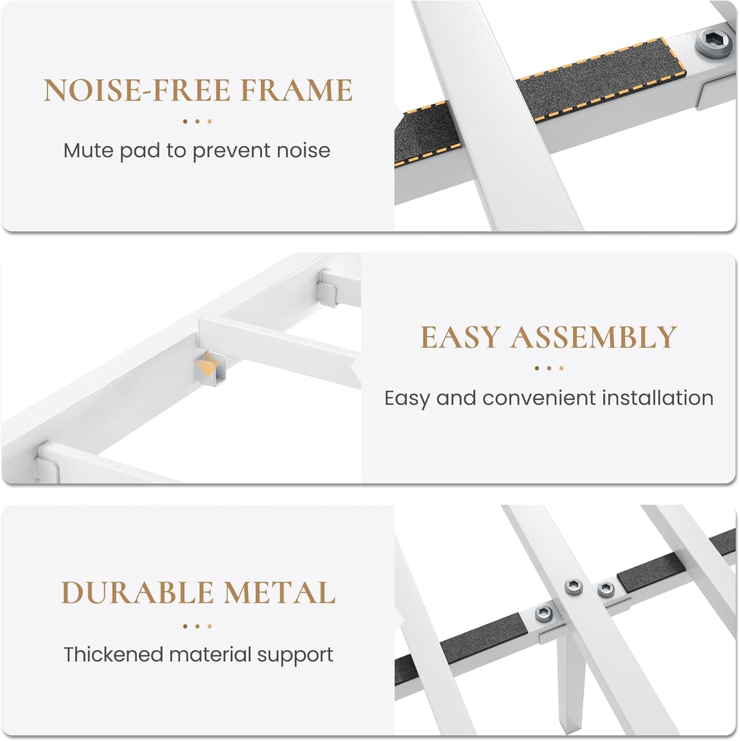 SHA CERLIN King Size Metal Platform Bed Frame with Victorian Style Wrought Iron-Art Headboard/Footboard, No Box Spring Required, White